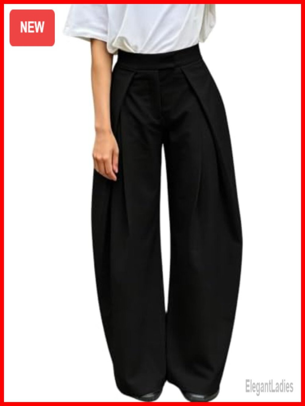 Wide Leg Pleated Palazzo Dress Pants High Waist Work Trousers